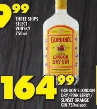 Shoprite GORDON'S LONDON DRY/PINK BERRY/ SUNSET ORANGE GIN 750ml each offer