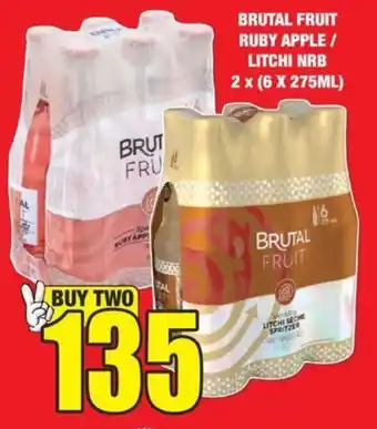 Boxer Liquors BRUTAL FRUIT RUBY APPLE/ LITCHI NRB 2x (6 X 275ML) offer