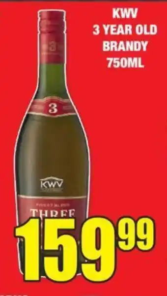 KWV 3 YEAR OLD BRANDY 750ML
