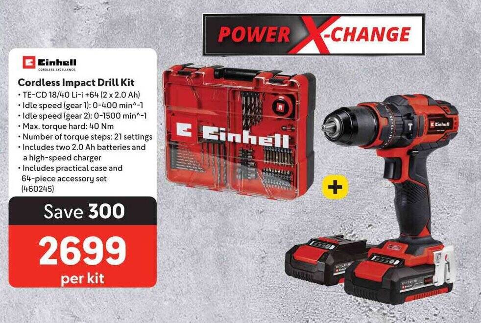 Cordless Impact Drill Kit offer at Makro