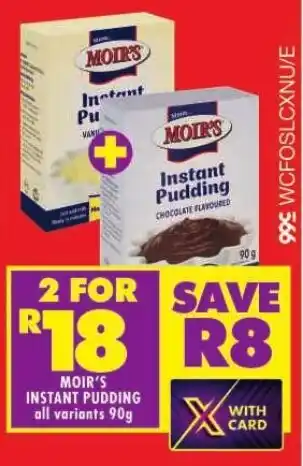 Shoprite MOIR'S INSTANT PUDDING all variants 90g offer