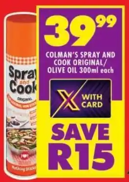 COLMAN'S SPRAY AND COOK ORIGINAL/OLIVE OIL 300ml each