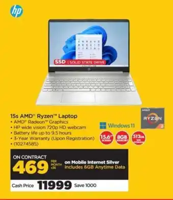 HiFi Corp HP 15s AMD Ryzen Laptop offer