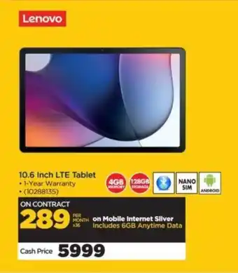 HiFi Corp Lenovo 10.6 Inch LTE Tablet offer