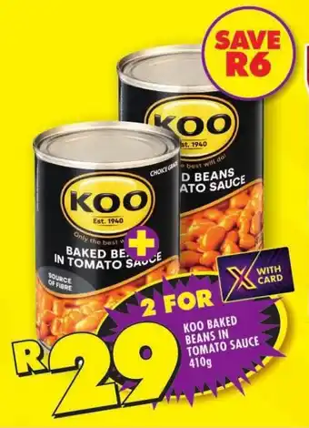 Shoprite KOO BAKED BEANS IN TOMATO SAUCE 410g offer