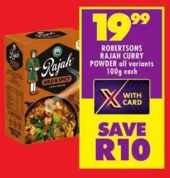 Shoprite ROBERTSONS RAJAH CURRY POWDER all variants 100g each offer