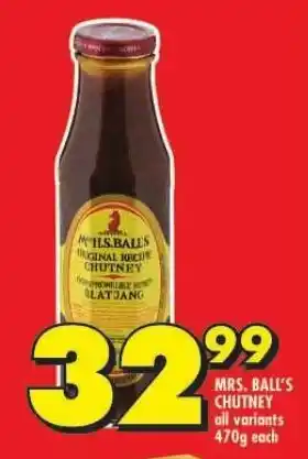 Shoprite MRS. BALL'S CHUTNEY all variants 470g each offer