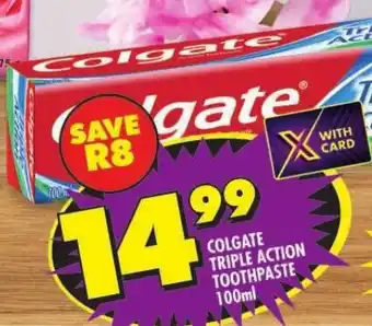Shoprite COLGATE TRIPLE ACTION TOOTHPASTE 100ml offer