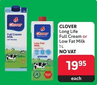 Makro CLOVER Long Life Full Cream or Low Fat Milk 1L offer