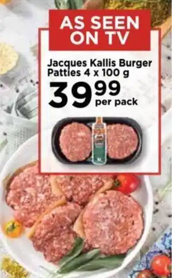 Food Lover's Market Jacques Kallis Burger Patties 4 x 100g offer