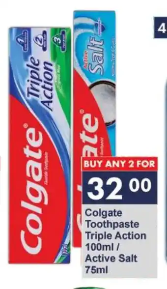 President Hyper Colgate Toothpaste Triple Action 100ml/ Active Salt 75ml offer