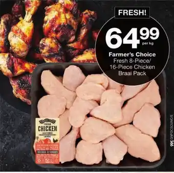 Checkers Farmer's Choice Fresh 8-Piece/ 16-Piece Chicken Braai Pack offer