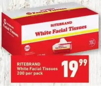 Shoprite RITEBRAND White Facial Tissues 200 per pack offer