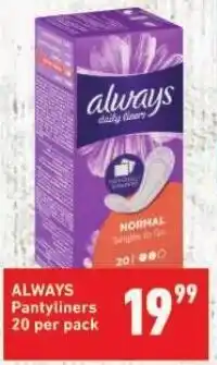 Shoprite ALWAYS Pantyliners 20 per pack offer