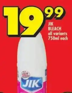 Shoprite JIK BLEACH all variants 750ml each offer