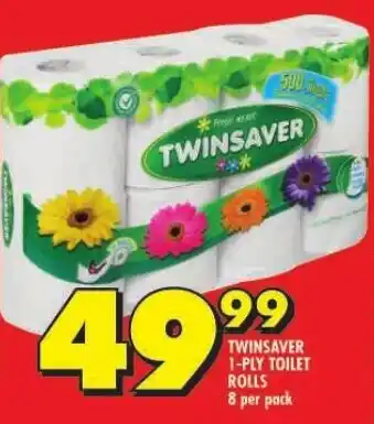 Shoprite TWINSAVER 1-PLY TOILET ROLLS 8 per pack offer