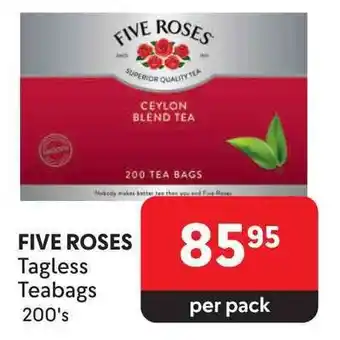 Makro FIVE ROSES Tagless Teabags 200's offer