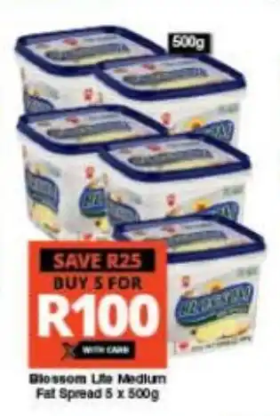 Checkers Blossom Lite Medium Fat Spread 5 x 500g offer