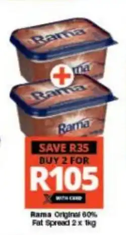 Checkers Rama Original 60% Fat Spread 2 x 1kg offer