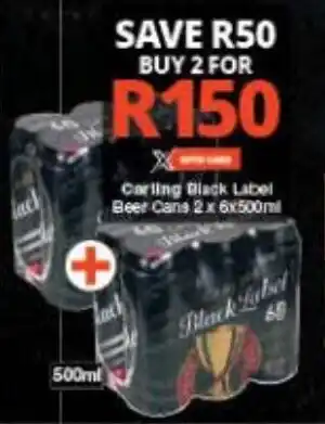 Checkers Carling Black Label Beer Cans 2x6x500ml offer