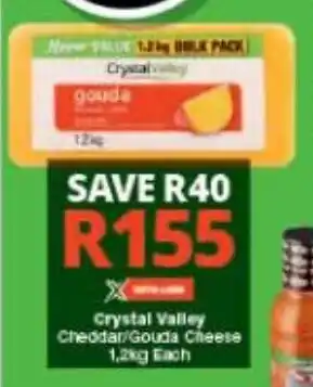 Checkers Crystal Valley Cheddar/Gouda Cheese 1,2kg Each offer