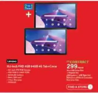 Incredible Connection LENOVO 10.3-inch FHD 4GB 64GB 4G Tab+Cover offer
