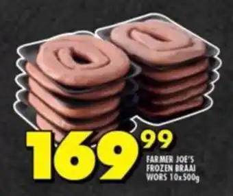 Shoprite FARMER JOE'S FROZEN BRAAI WORS 10x500g offer