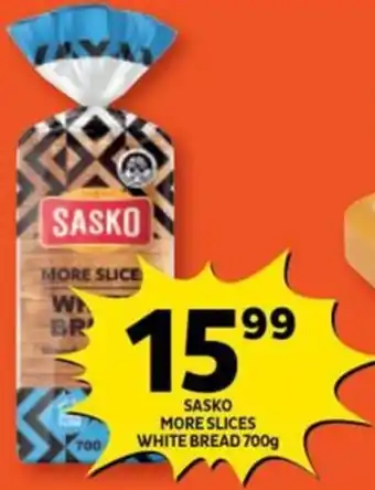 Shoprite SASKO MORE SLICES WHITE BREAD 700g offer