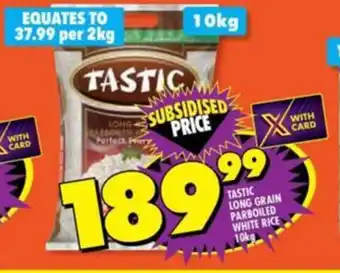 Shoprite TASTIC LONG GRAIN PARBOILED WHITE RICE 10kg offer