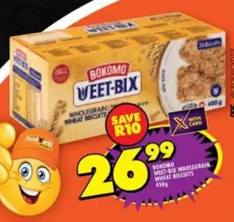 Shoprite BOKOMO WEET-BIX WHOLEGRAIN WHEAT BISCUITS 450g offer