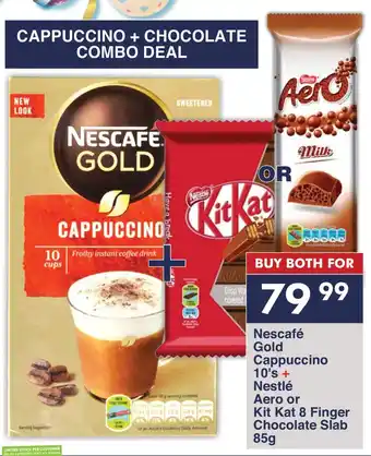 President Hyper Nescafé Gold Cappuccino 10's + Nestlé Aero or Kit Kat 8 Finger Chocolate Slab 85g offer