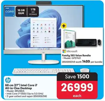 Makro HP 68 cm (27") Intel Core i7 All-in-One Desktop + Family 365 Value Bundle offer