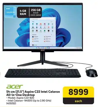 Makro Acer 54 cm (21.5") Aspire C22 Intel Celeron All-in-One Desktop offer
