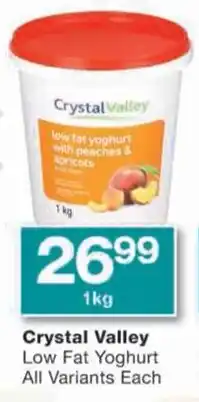 Checkers Crystal Valley Low Fat Yoghurt All Variants Each offer