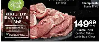 Checkers Simple Truth Certified Natural Lamb Braai Chops offer