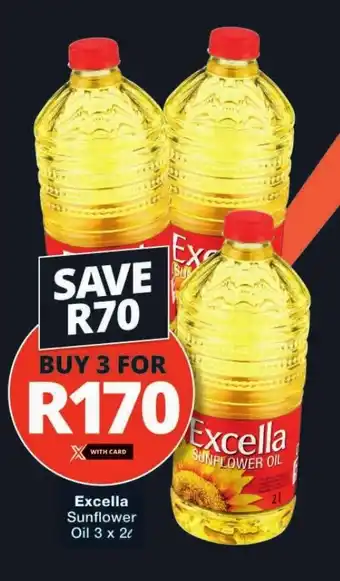 Checkers Excella Sunflower Oil 3 x 2L offer