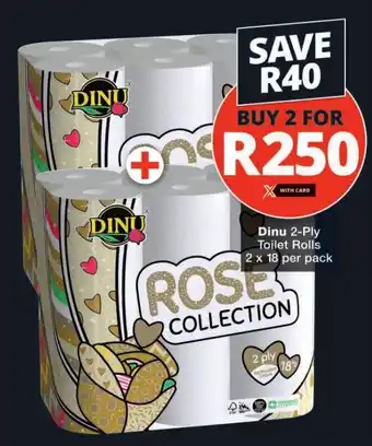 Dinu 2-Ply Toilet Rolls 2 x 18 per pack