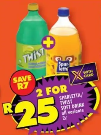 Shoprite SPARLETTA/ TWIST SOFT DRINK all variants 2L offer