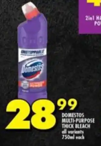 Shoprite DOMESTOS MULTI-PURPOSE THICK BLEACH offer