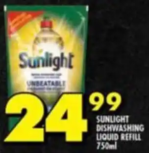 Shoprite SUNLIGHT DISHWASHING LIQUID REFILL 750ml offer