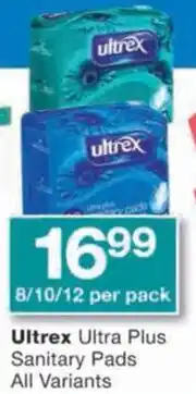 Ultrex Ultra Plus Sanitary Pads All Variants