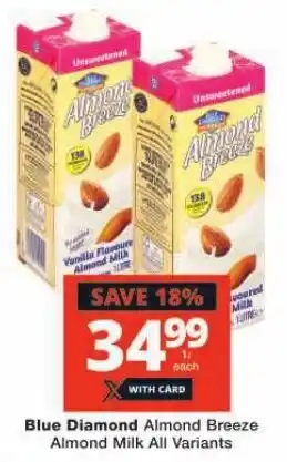 Checkers Blue Diamond Almond Breeze Almond Milk All Variants offer