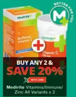 Checkers Medirite Vitamins/Immune/ Zinc All Variants x 2 offer