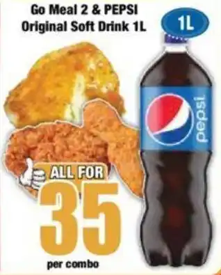 Boxer Go Meal 2 & PEPSI Original Soft Drink 1L offer