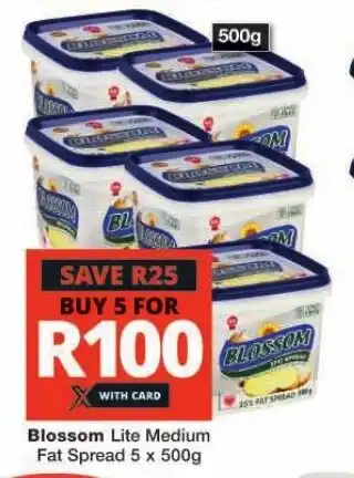 Checkers Blossom Lite Medium Fat Spread 5 x 500g offer