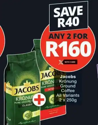 Checkers Jacobs Krönung Ground Coffee All Variants 2x250g offer