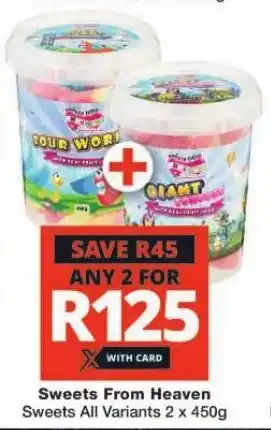 Sweets From Heaven Sweets All Variants 2 x 450g offer at Checkers