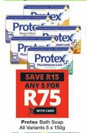 Checkers Protex Bath Soap All Variants 5 x 150g offer