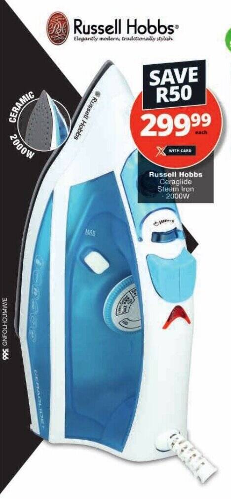 Russell Hobbs Ceraglide Steam Iron 2000W offer at Checkers