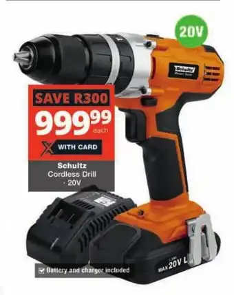 Checkers Schultz Cordless Drill 20V offer